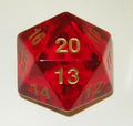 55mm Transparent D20 (Ruby w/ Gold) Spin-Down Die - Role-Players