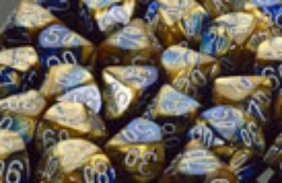 Gemini 1 Polyhedral Blue-Gold w/white 7 Die Set - Role-Players