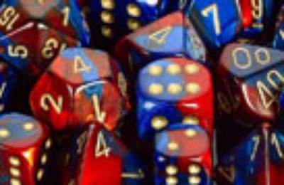 Gemini 2 Polyhedral Blue-Red w/Gold 7 Die Set - 