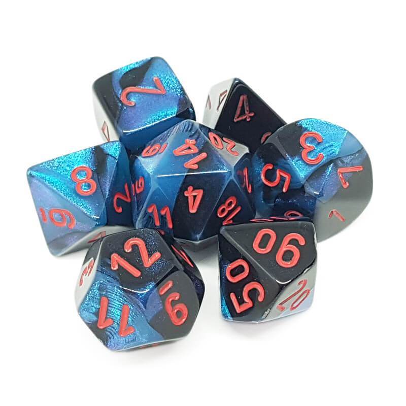Gemini 7 Polyhedral Black Starlight/Red 7-Die Set - 