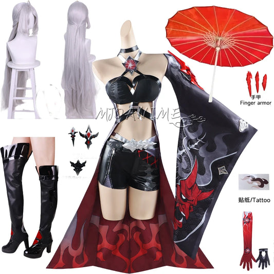 Acheron Cosplay Costume Honkai Star Rail Acheron Cosplay Dress Outfit Wig Shoes Huang Quan Huangquan Cosplay Prop