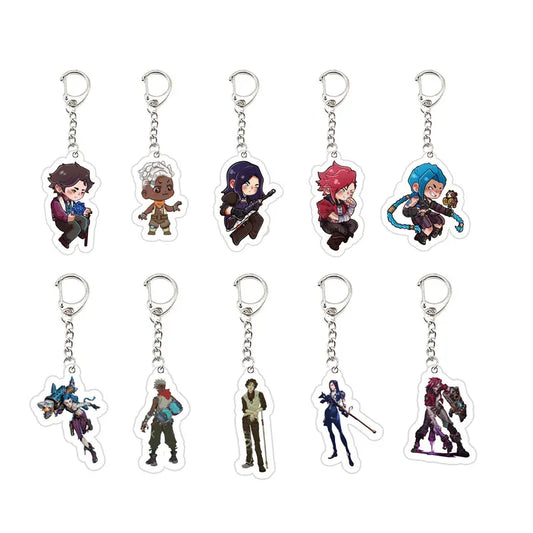 Acrylic Arcane Jinx Vi Caitlyn Ekko Viktor Keychain  Arcane FigurePendant Keyring Key chainKeyRing for Accessories Bag Fans Gift