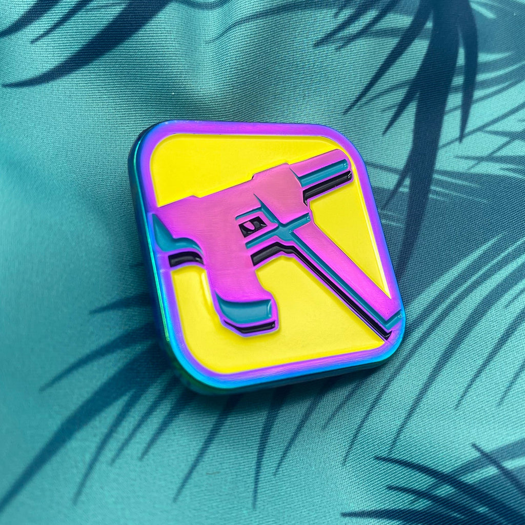 Vice City Heater 1.25" Anodized Metal Soft Enamel Pin