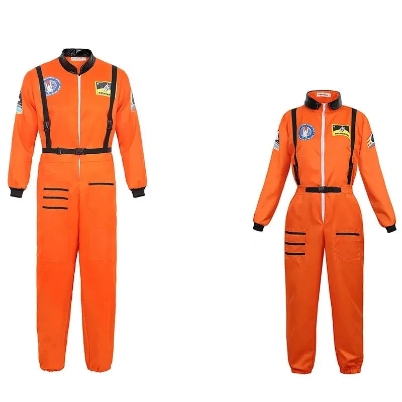 Adult Astronaut Costume Women Men Space Astronaut Costume Cosplay Kids Zipper Jumpsuit Family Spacesuit Costumes Carnival