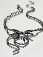 'Spiderfly' Dark Titinium Butterfly Spider Necklace