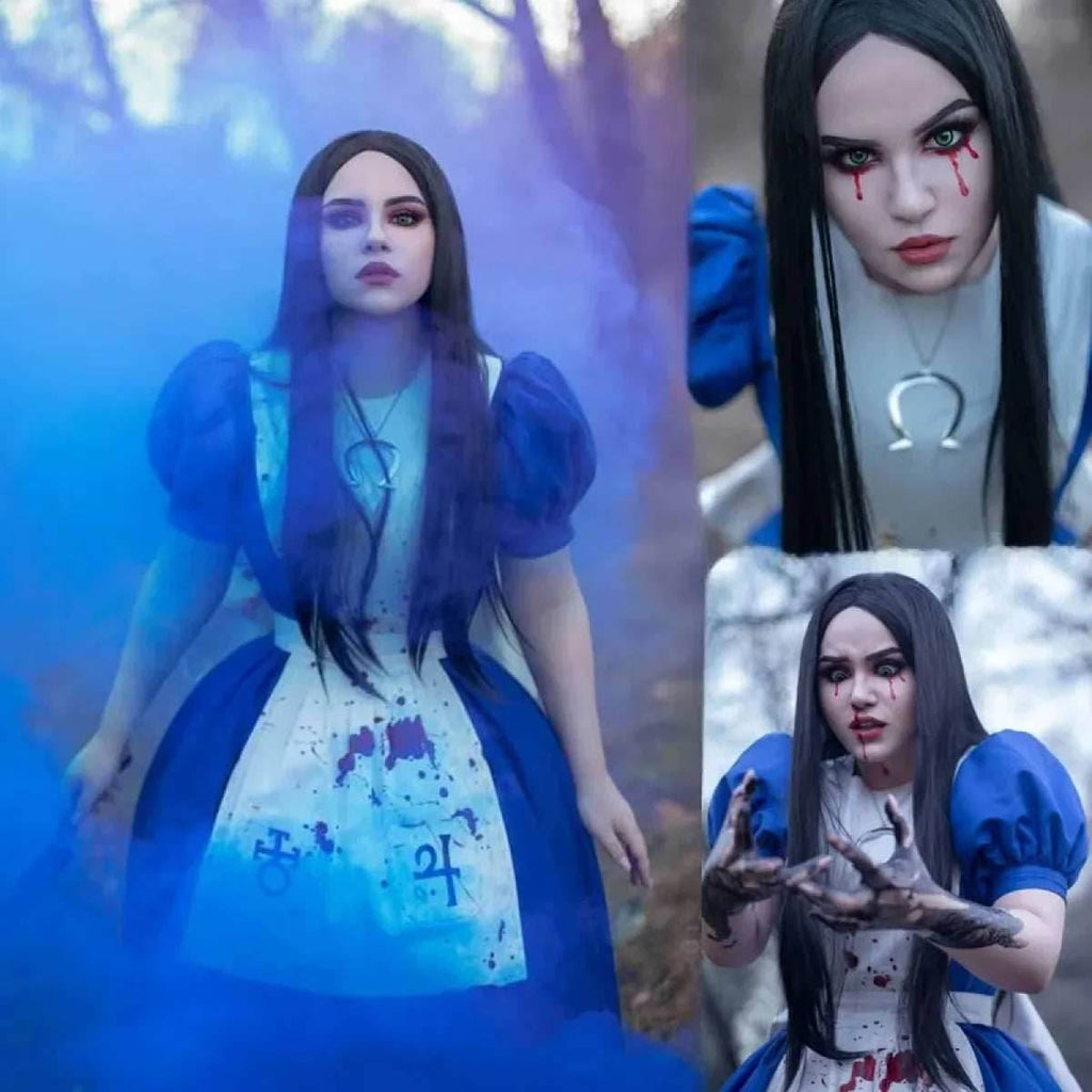 Madness Returns Alice Cosplay Costume Dress with Apron and Wig for Women - XS / Pannier Only