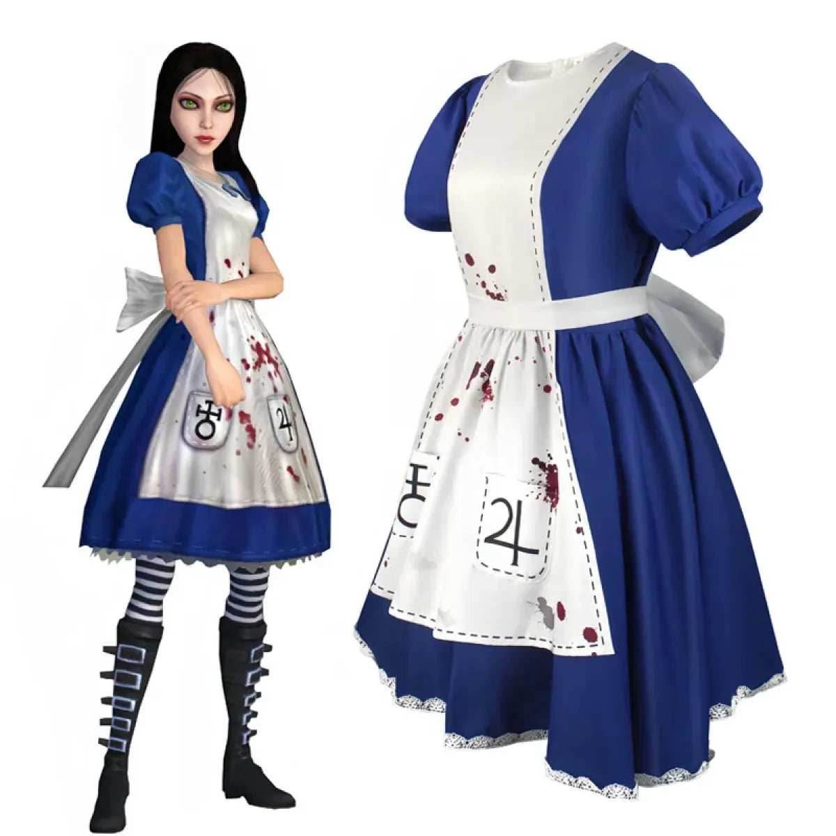 Madness Returns Alice Cosplay Costume Dress with Apron and Wig for Women - XS / Pannier Only