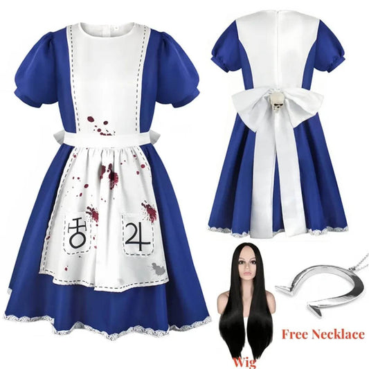 Madness Returns Alice Cosplay Costume Dress with Apron and Wig for Women - XS / Pannier Only