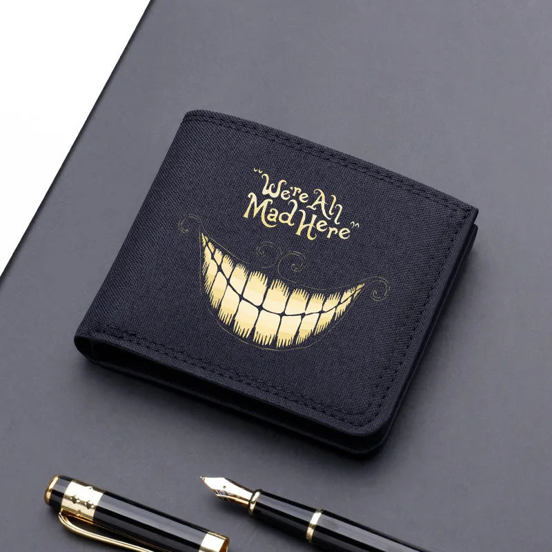 Alice in Wonderland Canvas Men Wallet Black/blue/gray Card Holder Wallet Male Money Bag bank Holder Short Purse Credit Case Bag