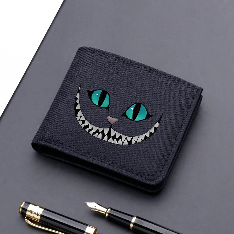 Alice in Wonderland Canvas Men Wallet Black/blue/gray Card Holder Wallet Male Money Bag bank Holder Short Purse Credit Case Bag