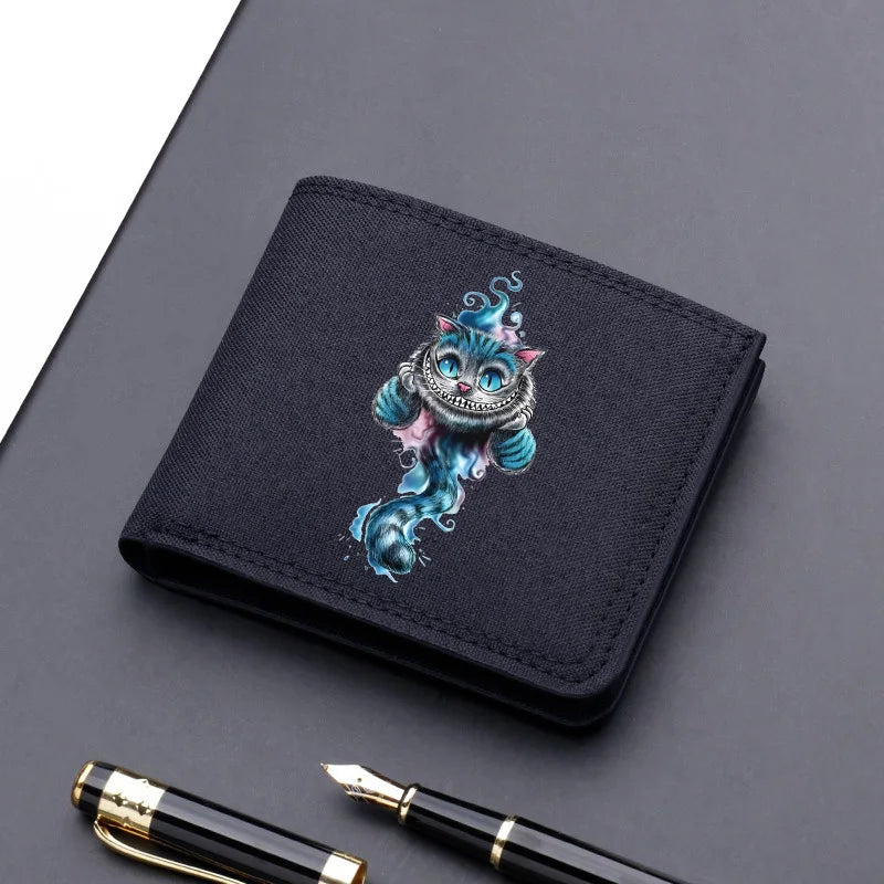 Alice in Wonderland Canvas Men Wallet Black/blue/gray Card Holder Wallet Male Money Bag bank Holder Short Purse Credit Case Bag