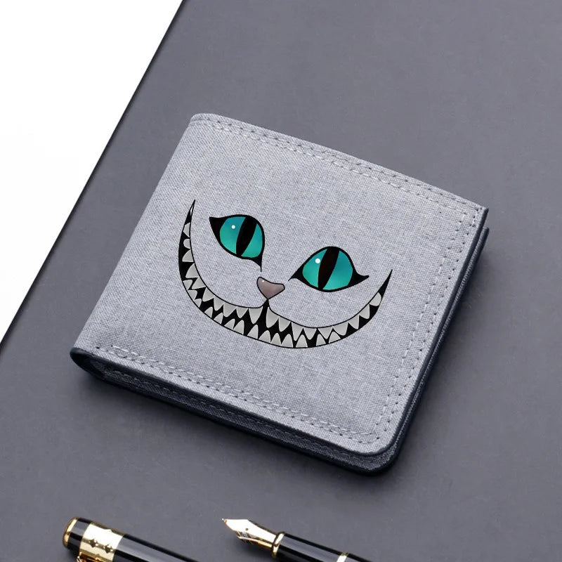 Alice in Wonderland Canvas Men Wallet Black/blue/gray Card Holder Wallet Male Money Bag bank Holder Short Purse Credit Case Bag