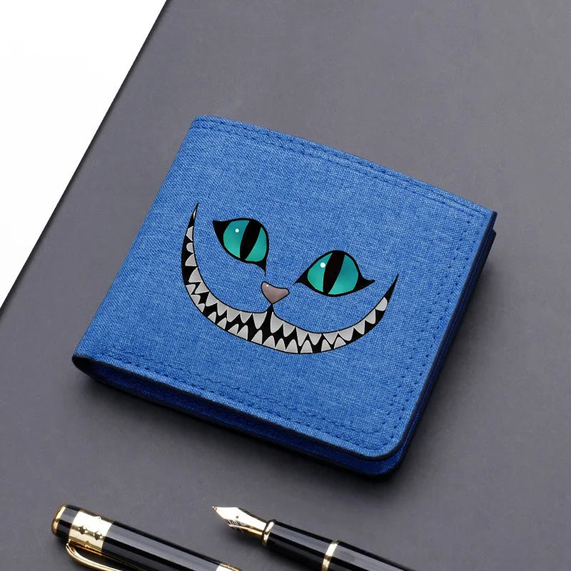 Alice in Wonderland Canvas Men Wallet Black/blue/gray Card Holder Wallet Male Money Bag bank Holder Short Purse Credit Case Bag