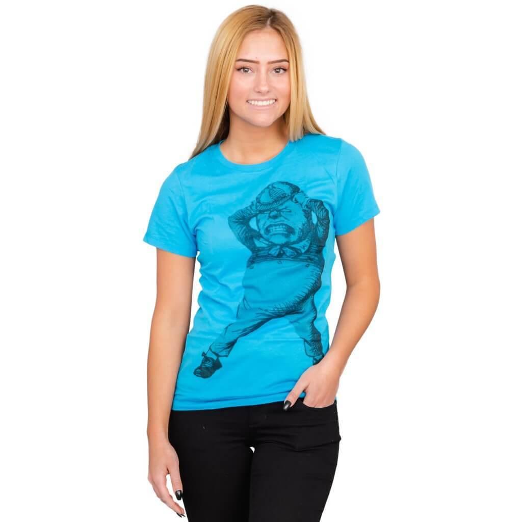 Alice In Wonderland Tweedle Dee Dum Juniors Turquoise T-shirt Tee