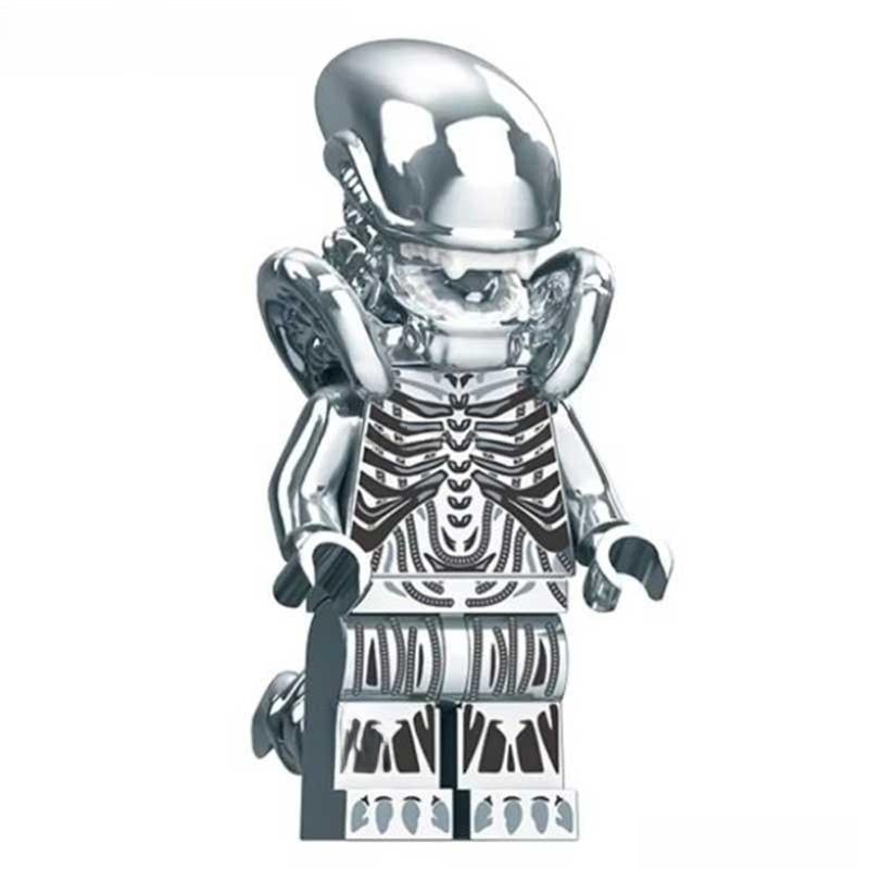 Alien Xenomorph metalic silver Lego Minifigures custom toys