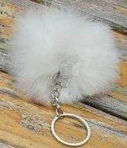 Alpaca Fuzzball Keychain - White