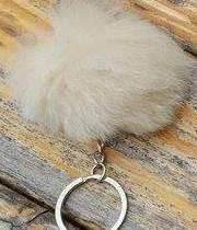 Alpaca Fuzzball Keychain - Fawn