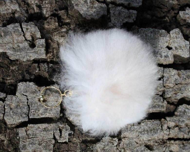 Alpaca Fuzzball Keychain - White