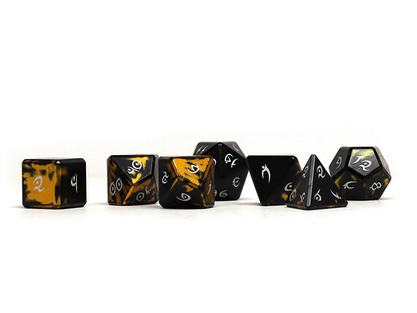 Aluminum Elite Dice of the Elvenkind - Gold 7 Dice Set