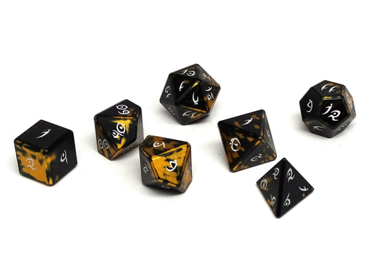 Aluminum Elite Dice of the Elvenkind - Gold 7 Dice Set