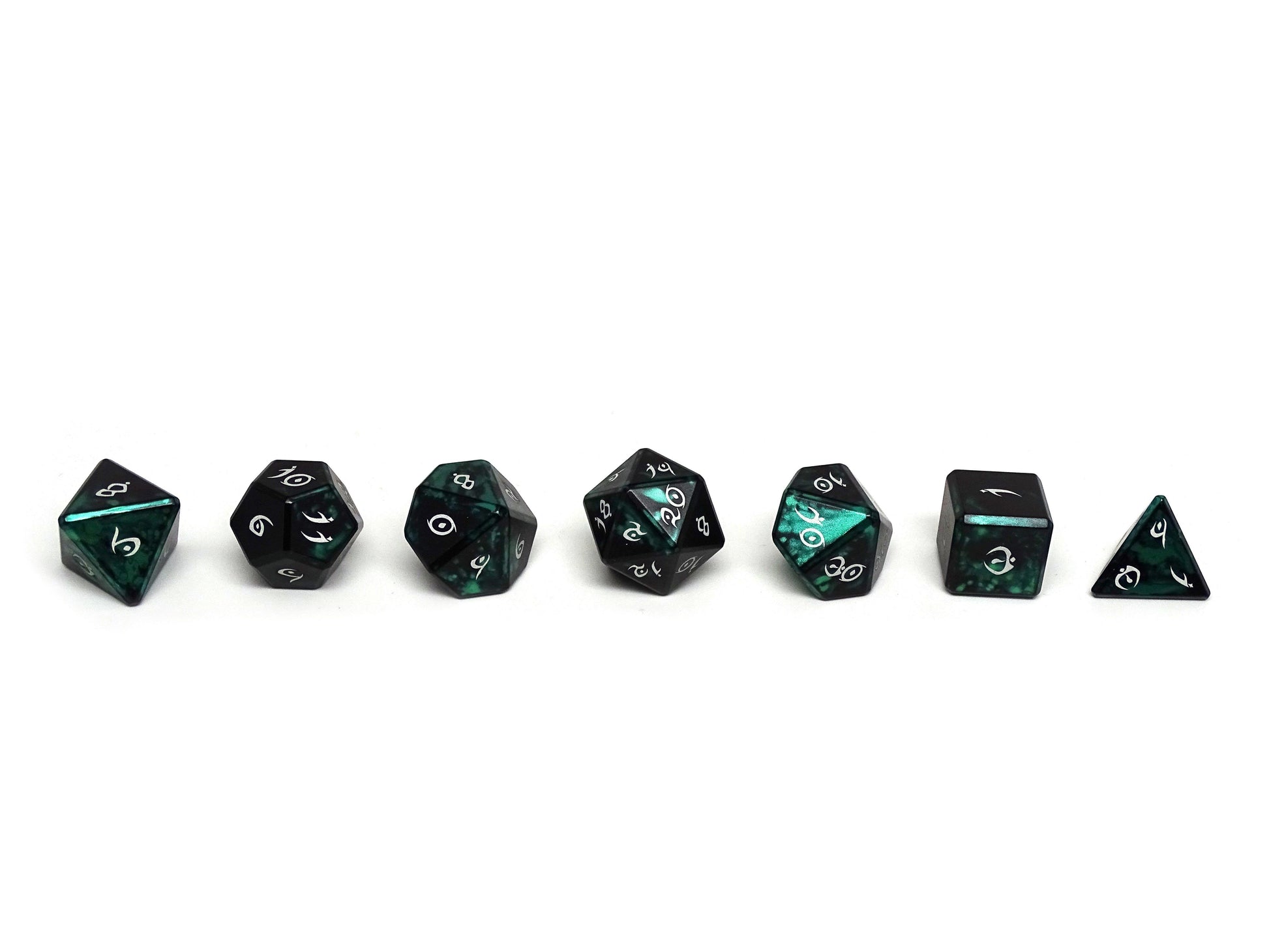 Aluminum Elite Dice of the Elvenkind - Green 7 Dice Set