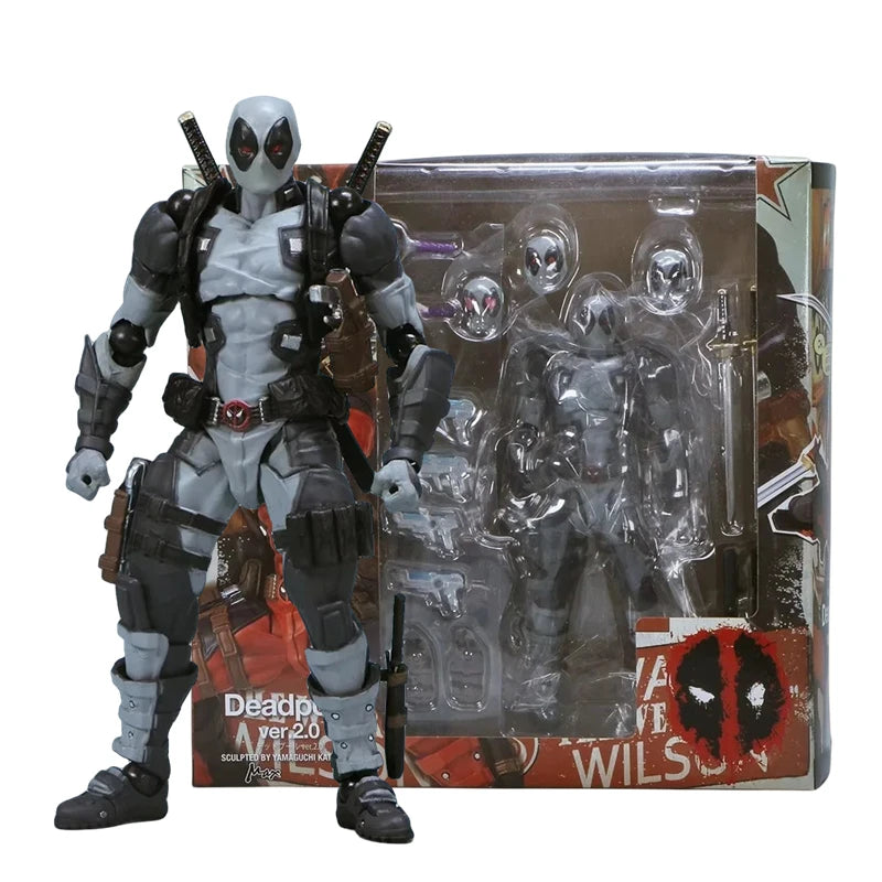 AMAZING YAMAGUCHI Deadpool 2.0 Grey Action Figure Mutants Joint Movable KAIYODO Wade SHF Model Movie Toys for Kids Gift