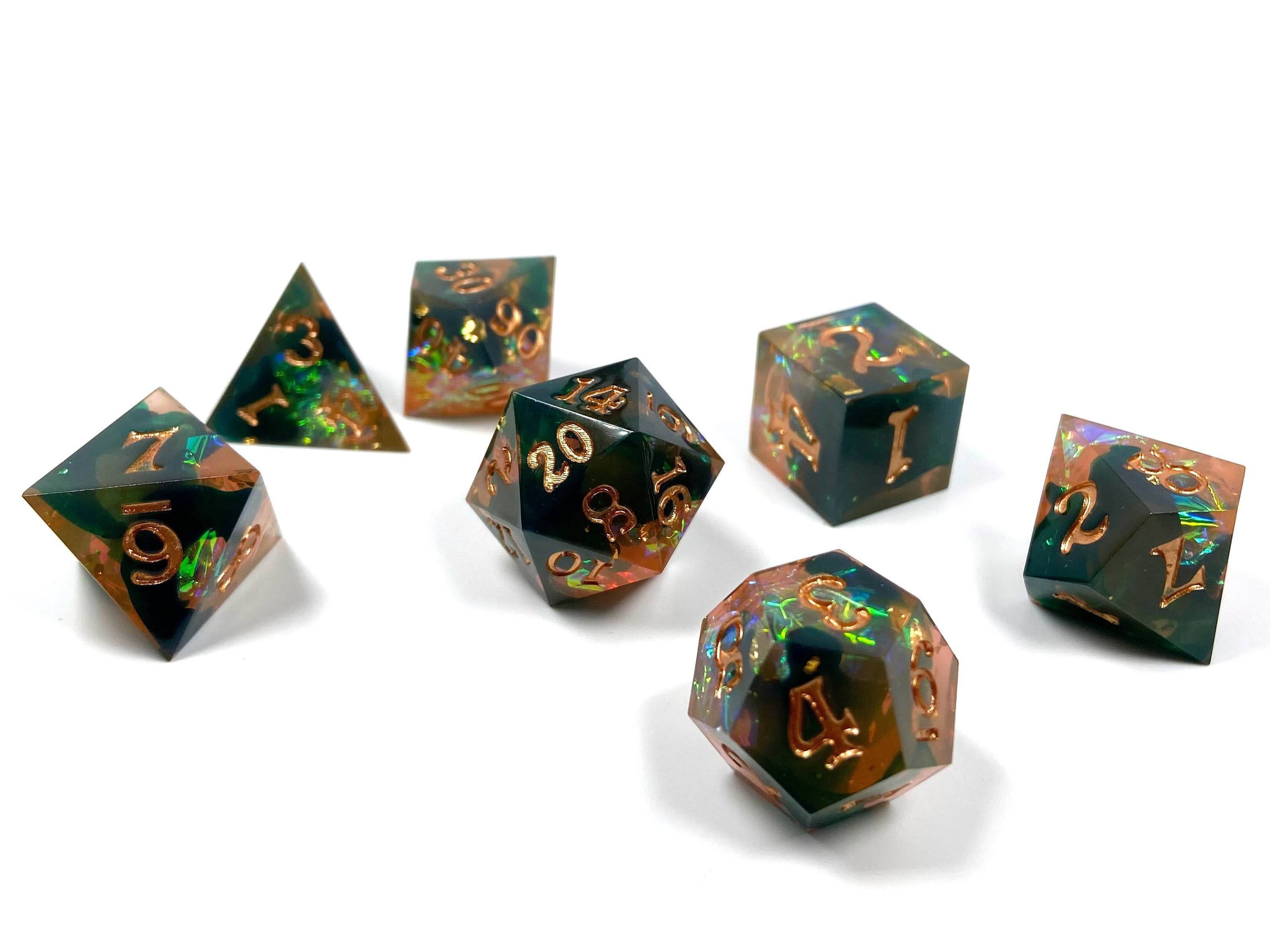 Amber Shards Sharp Edge Dice Set - 