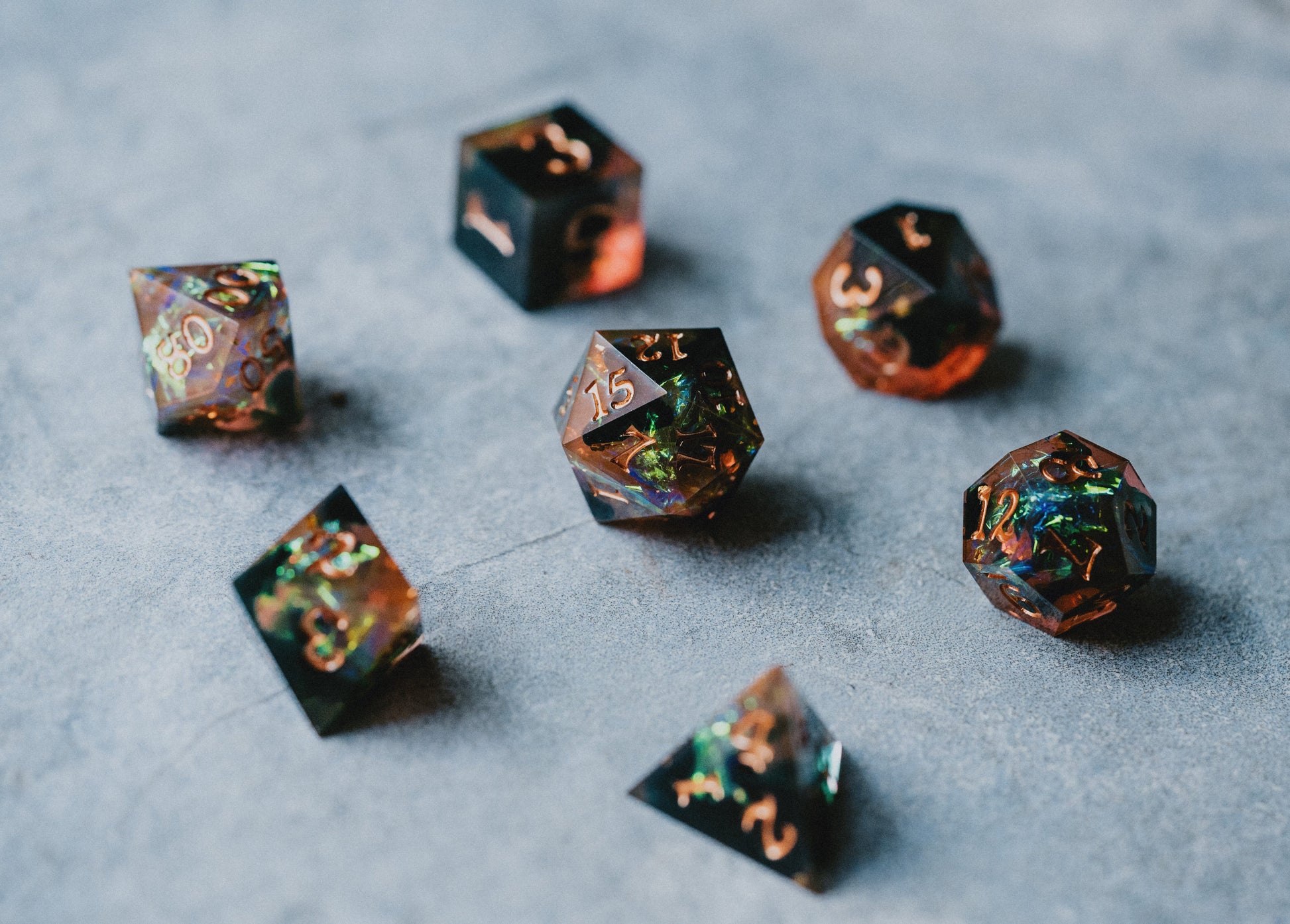 Amber Shards Sharp Edge Dice Set