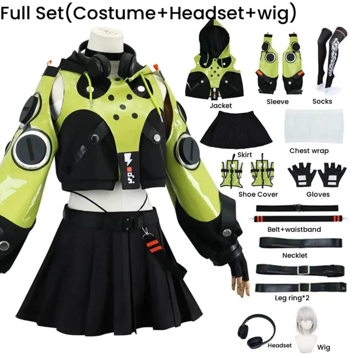 Anby Demara Cosplay Costume – Zenless Zone Zero Outfit with Props - S / Full Set(with wig)
