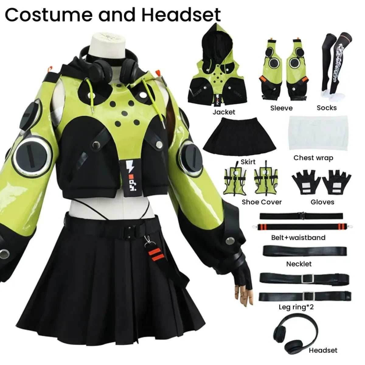 Anby Demara Cosplay Costume – Zenless Zone Zero Outfit with Props - S / Costume and Headset