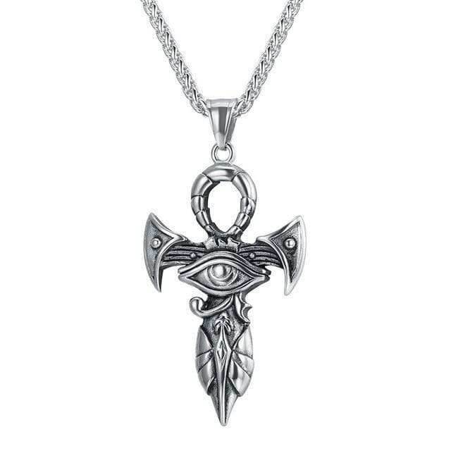 Ancient Egypt The Eye Of Horus Ankh Necklace - Silver