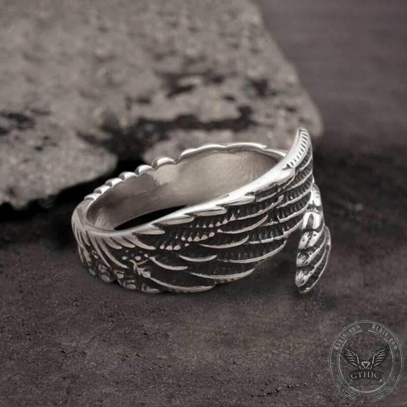 Angel Wing Stainless Steel Ring - Stainless Steel / 7