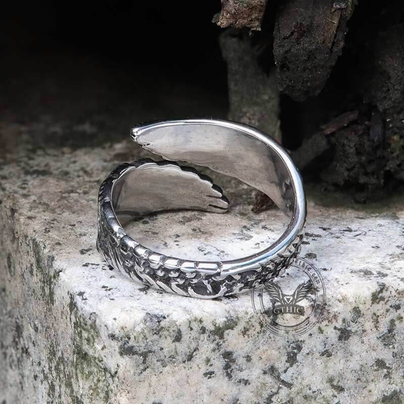 Angel Wing Stainless Steel Ring - Stainless Steel / 7