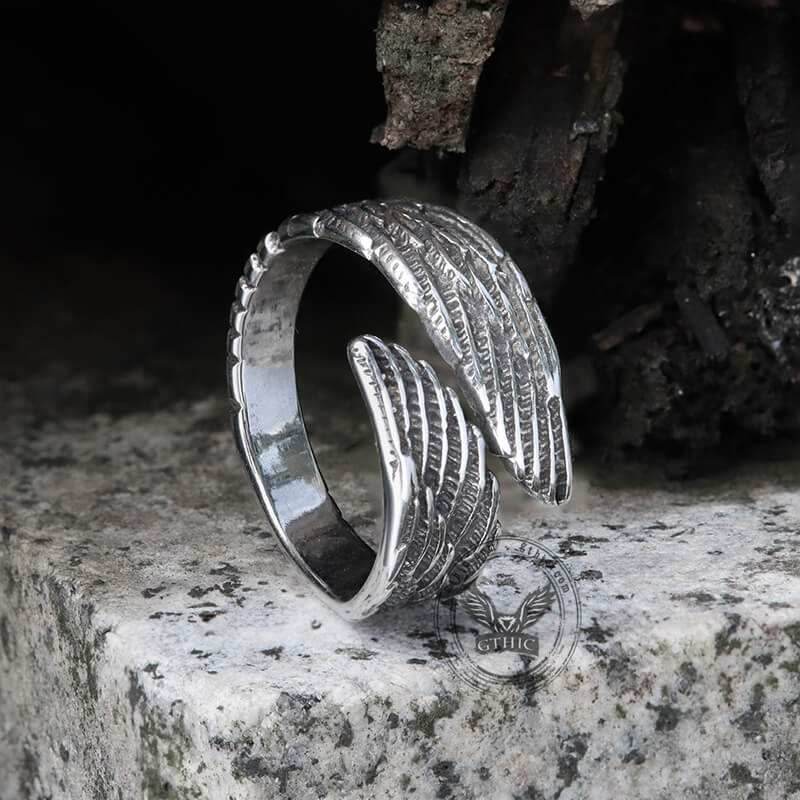 Angel Wing Stainless Steel Ring - Stainless Steel / 7