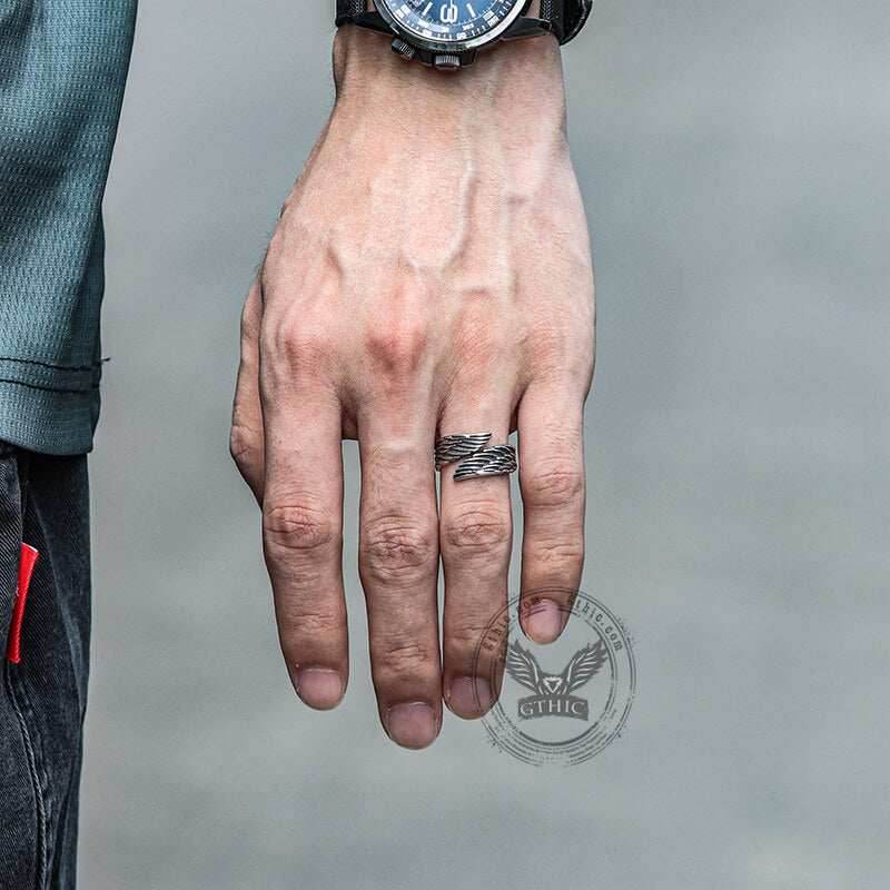 Angel Wing Stainless Steel Ring - Stainless Steel / 7