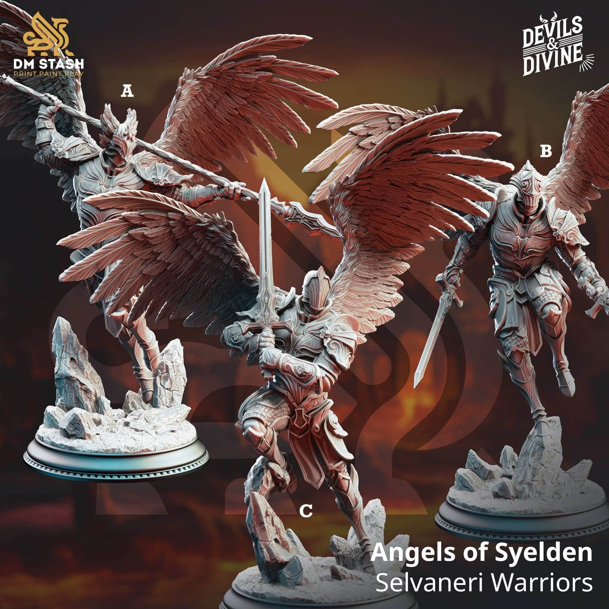Angels of Syelden, Selvaneri Warriors - 32mm Scale / A - Spear