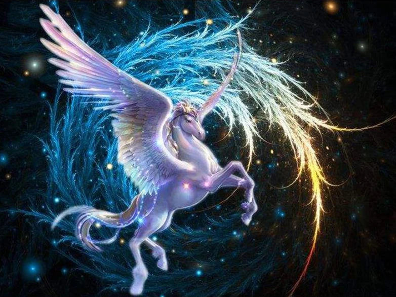 Animal 5D Diamond Painting Sky Rainbow Pegasus Diamond Painting Inlaid Full Diamond Embroidery Painting Home Decoration