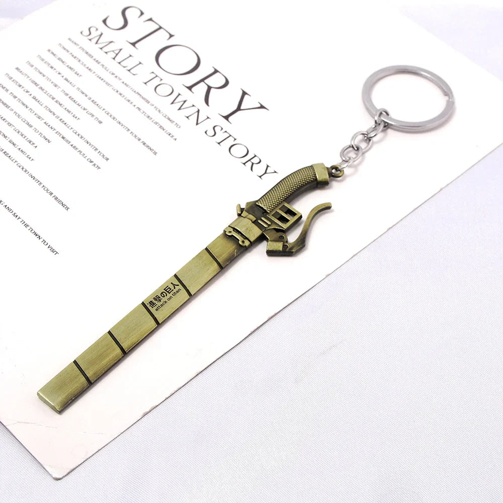 Anime Attack On Titan Eren Sword Keychain Shingeki No Kyojin Wings Of Liberty Pendant Car Keyring For Fans Cosplay Jewelry