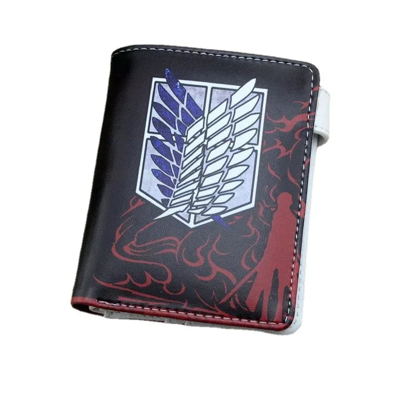 Anime Attack On Titan Men Wallets Eren Jaeger Scout Legion Card Holders Zipper Coin Purse