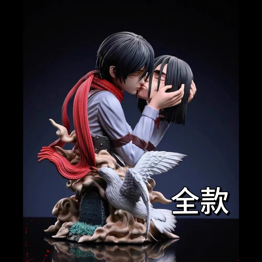 Anime Attack on Titan Mikasa·Ackerman Eren Jaeger Cosplay Statuary Cartoon Garage Kits Handmade Model Figurine Maumet Xmas Gift