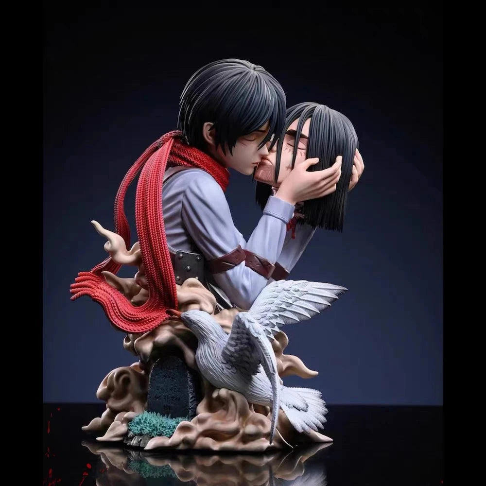 Anime Attack on Titan Mikasa·Ackerman Eren Jaeger Cosplay Statuary Cartoon Garage Kits Handmade Model Figurine Maumet Xmas Gift