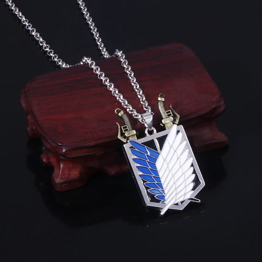 Anime Attack on Titan Necklace Shingeki No Kyojin Wings of Freedom Survey Sword Punk Necklace Pendant for Women Men Jewelry