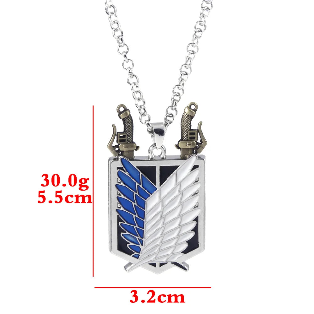 Anime Attack on Titan Necklace Shingeki No Kyojin Wings of Freedom Survey Sword Punk Necklace Pendant for Women Men Jewelry