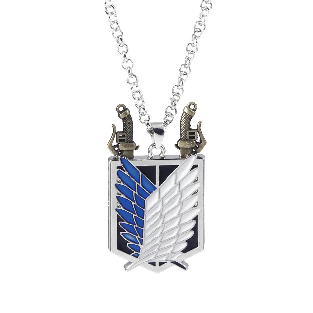 Anime Attack on Titan Necklace Shingeki No Kyojin Wings of Freedom Survey Sword Punk Necklace Pendant for Women Men Jewelry