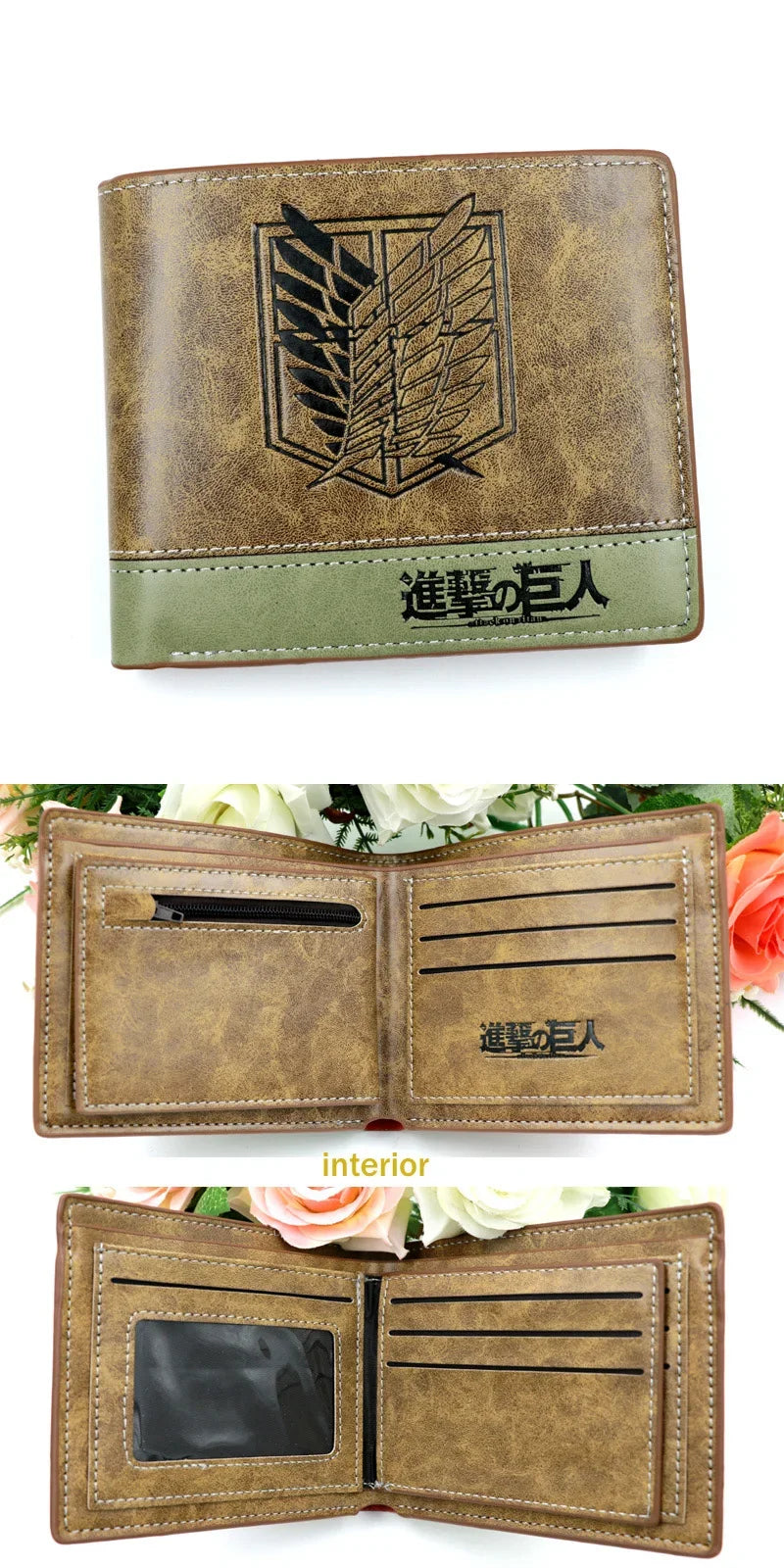 Anime Attack on Titan Scout Regiment Khaki Short Men Wallets