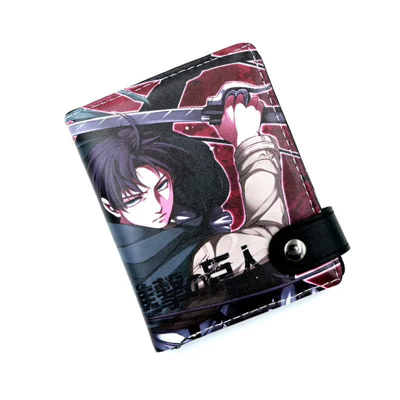 Anime Attack on Titan Short Wallet Bifold PU Leather Purse with Coin Pocket for Girls Boys Gift