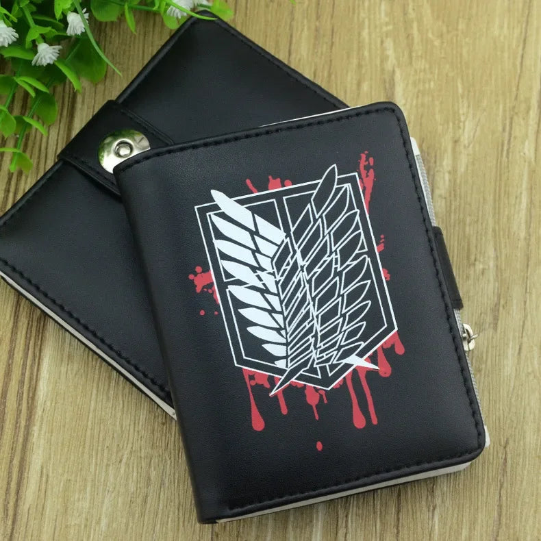 Anime Attack on Titan Short Wallet Bifold PU Leather Purse with Coin Pocket for Girls Boys Gift