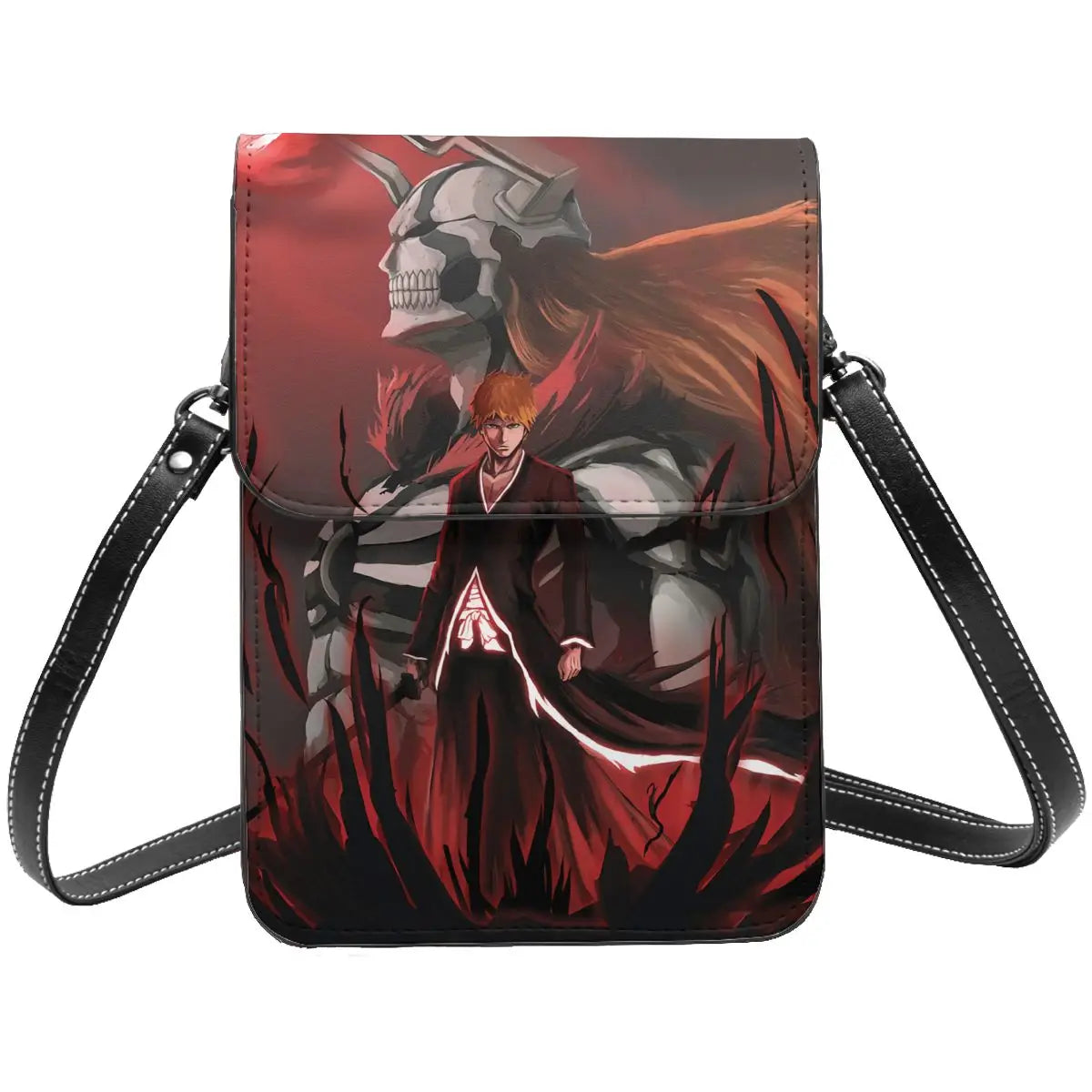 Anime BLEACH Kurosaki Ichigo Crossbody Wallet Cell Phone Bag Shoulder Bag Cell Phone Purse Adjustable Strap