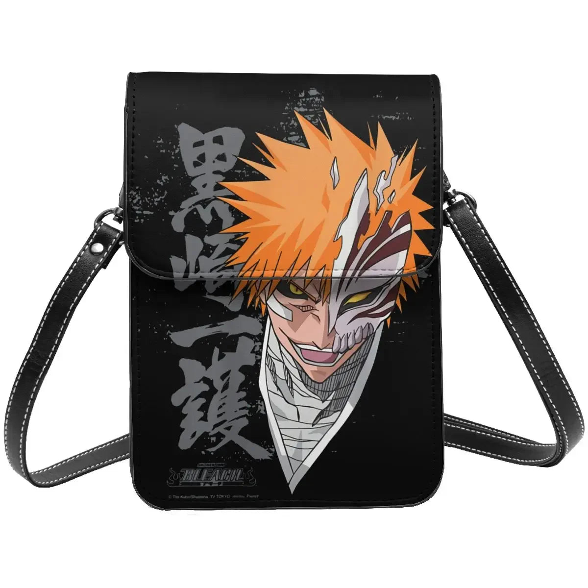 Anime BLEACH Kurosaki Ichigo Crossbody Wallet Cell Phone Bag Shoulder Bag Cell Phone Purse Adjustable Strap