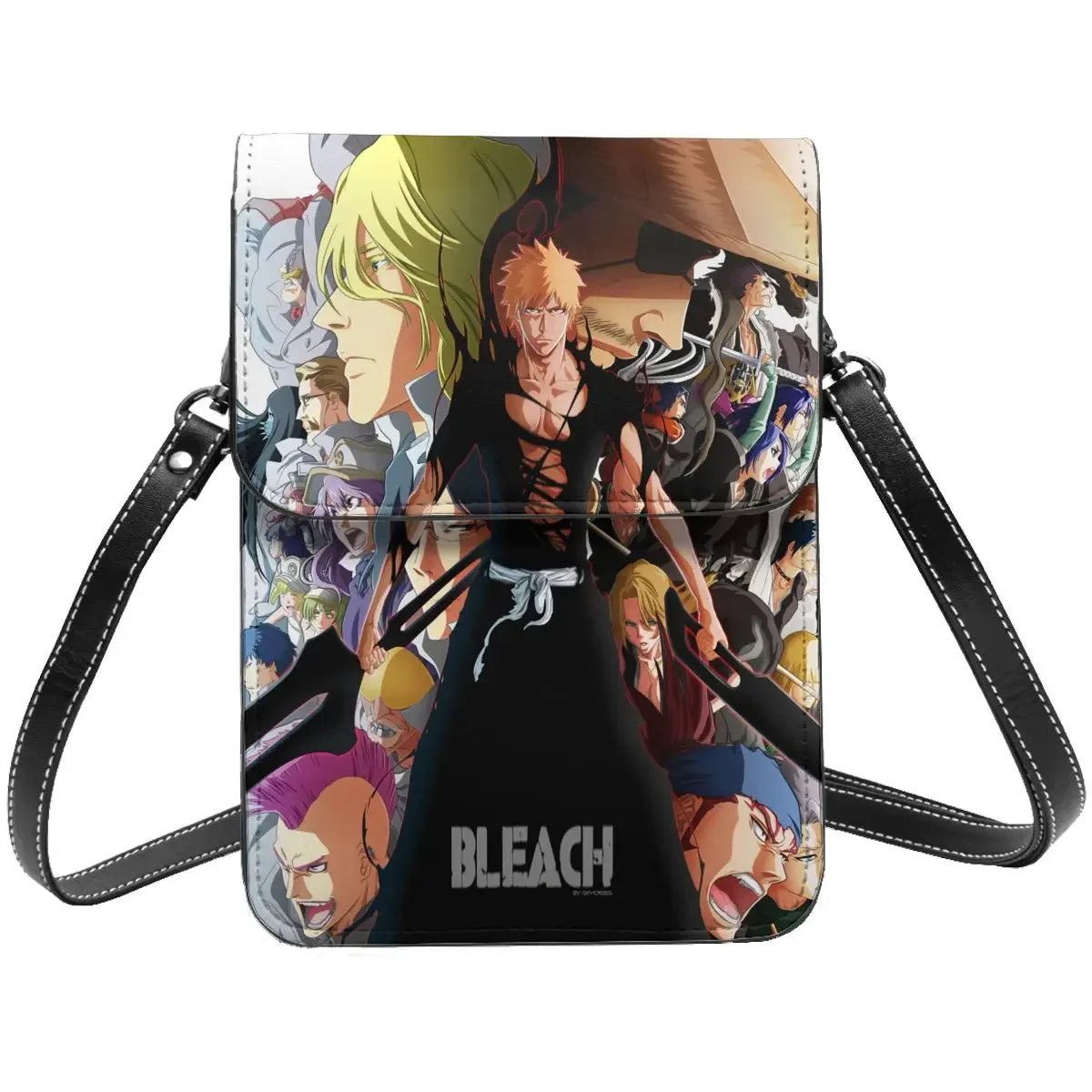 Anime BLEACH Kurosaki Ichigo Crossbody Wallet Cell Phone Bag Shoulder Bag Cell Phone Purse Adjustable Strap